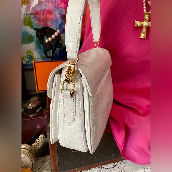 Ultra Rare GUCCI White 1960’s Kelly Bag Purse ICONIC 2 Straps GORGEOUS GG - Picture 4 of 9